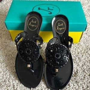 Girls Jack Rogers Miss Georgica Jelly Sz 2 Black Patent